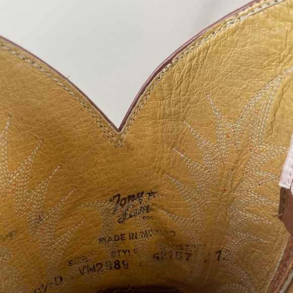 Tony Lama Brown Leather Heeled Cowboy Western Boot - Picture 11 of 13